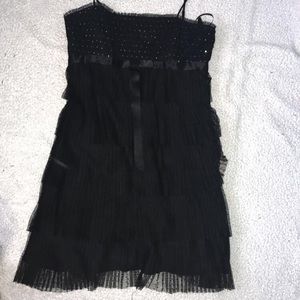BCBGMAXAZRIA black flowy glitter dress